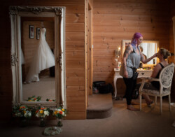 Wedding Dress Reflects in Mirror